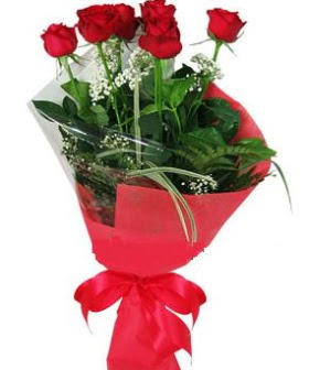 5 adet kırmızı gülden buket  Diyarbakır çiçekçiler 