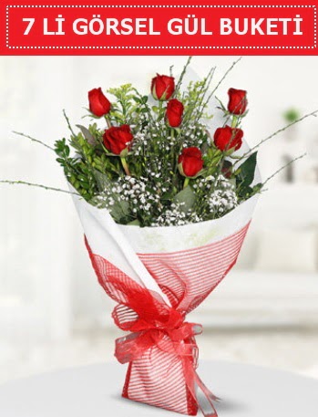 7 adet kırmızı gül buketi Aşk budur  Diyarbakır çiçek online çiçek siparişi 