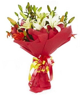 5 dal kazanlanka lilyum buketi  Diyarbakır uluslararası çiçek gönderme 