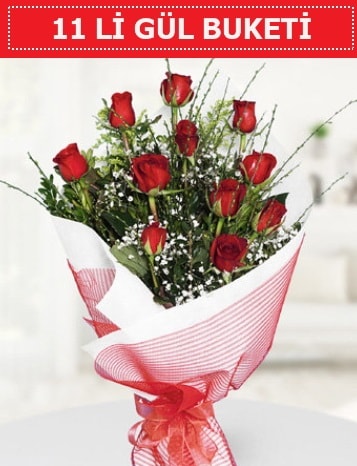 11 adet kırmızı gül buketi Aşk budur  Diyarbakır uluslararası çiçek gönderme 